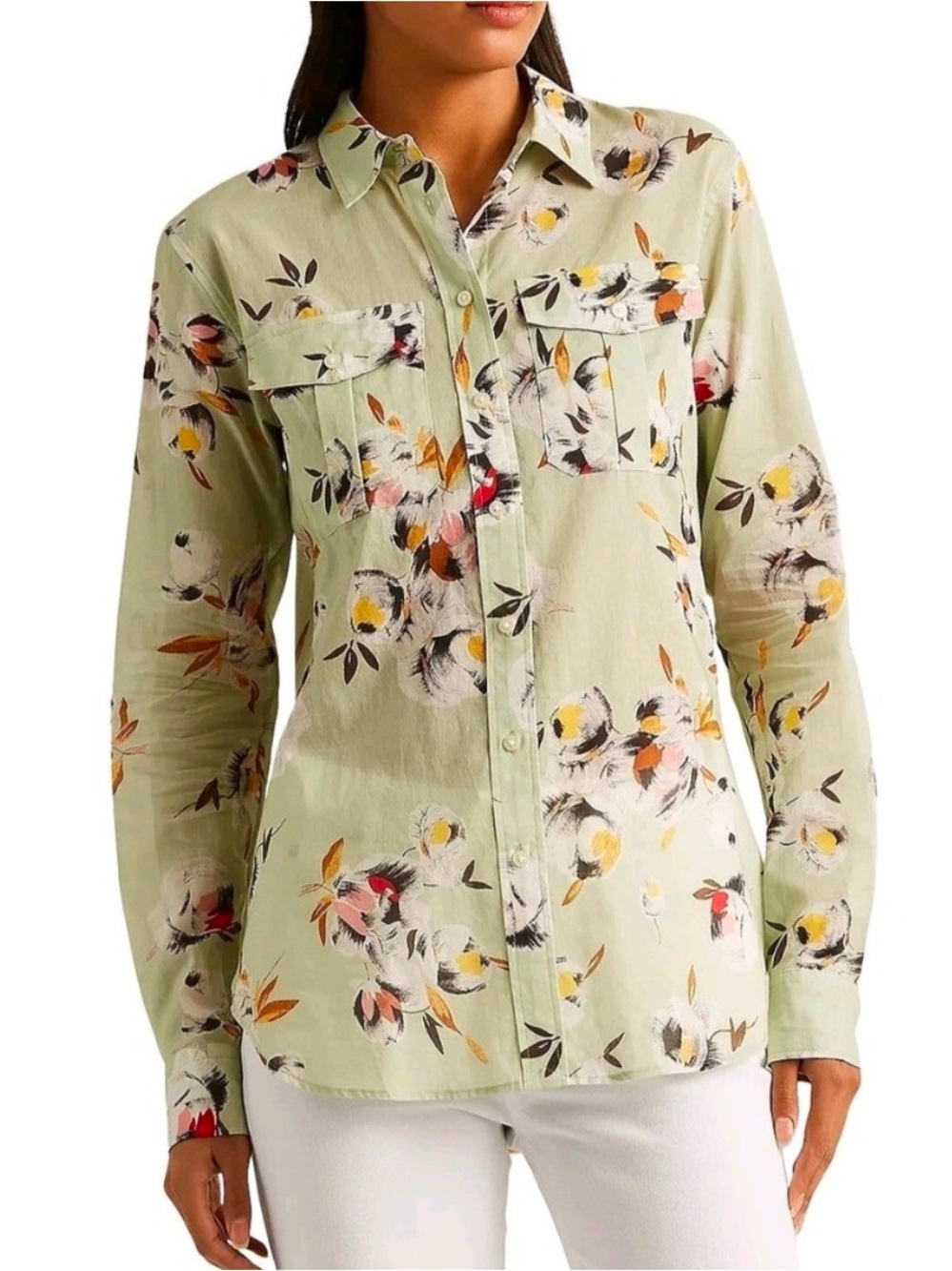 ⭐️NEW⭐️ Ralph Lauren Mint Floral Blouse - Picture 2 of 5